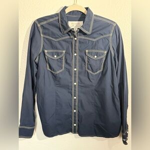 Ryan Micheal Western Pearl Snap Embroidered Button Down Top